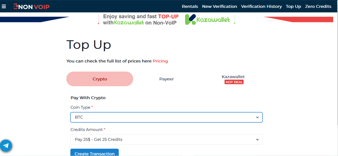 top up the balance to activate a Non-Voip account 