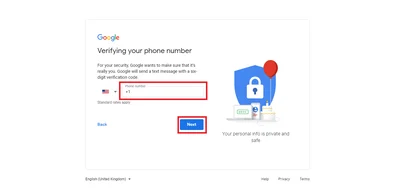 Activate a Gmail account with a US number for Gmail step 3