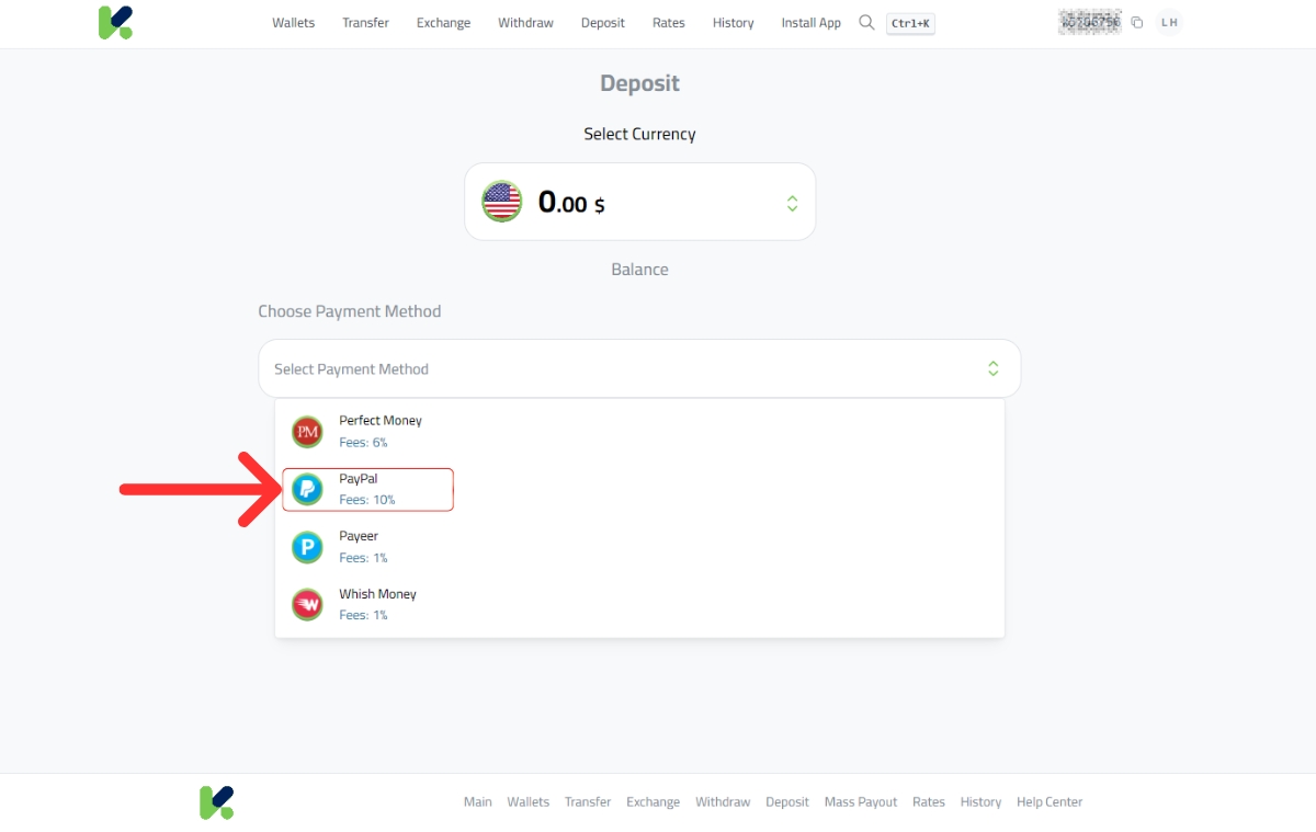 How to deposit USD via PayPal to Kazawallet?