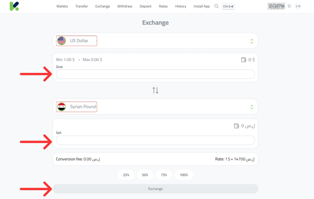 exchange USD to Syrian pound