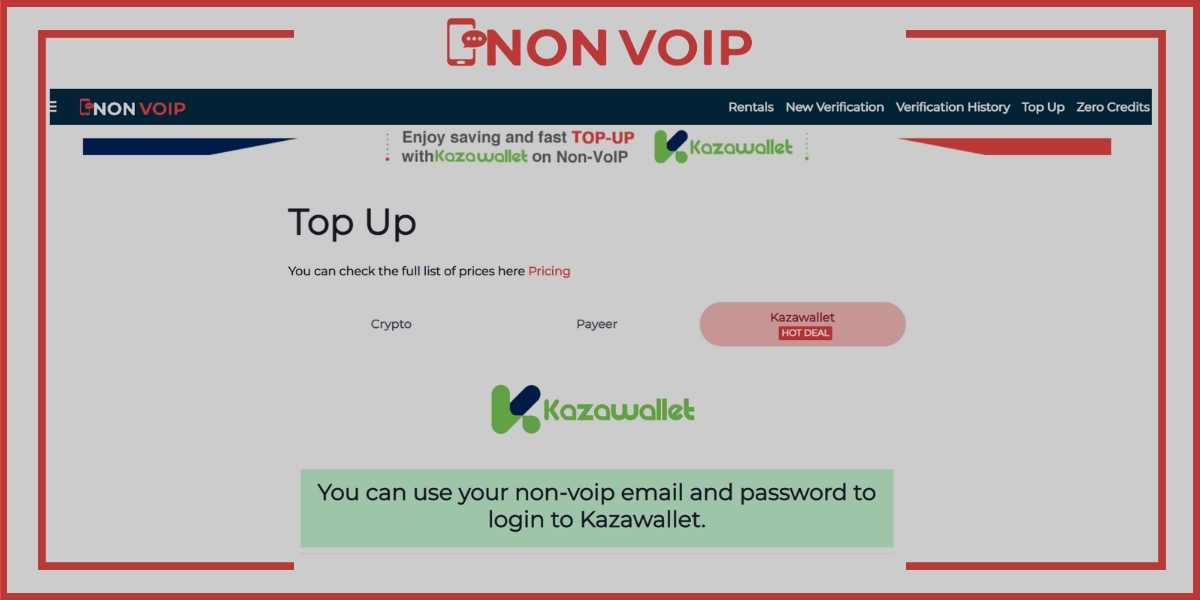 Top up your Non-VoIP account